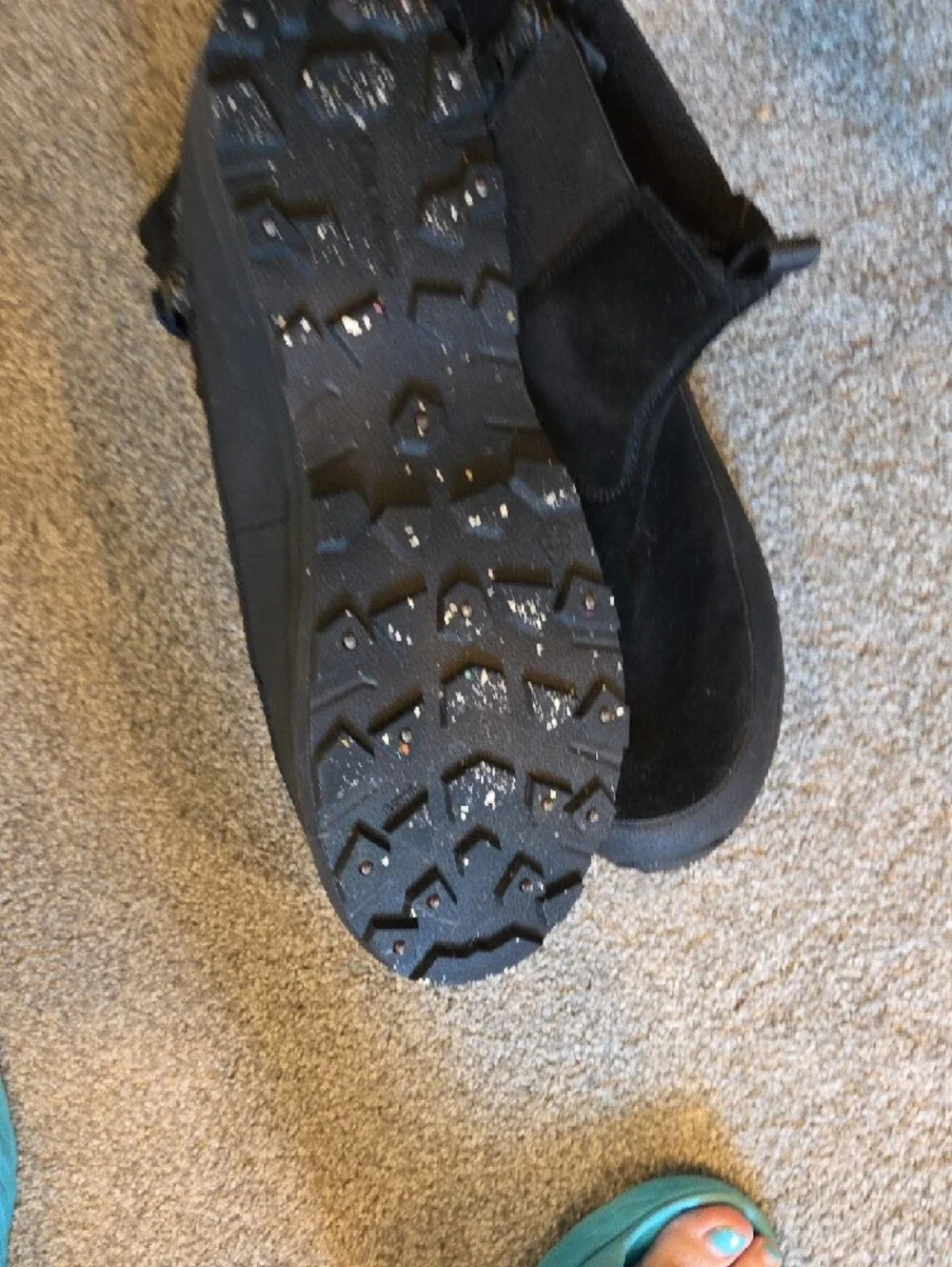 Black Men's Snow Chelsea Boots - With Metal Studs